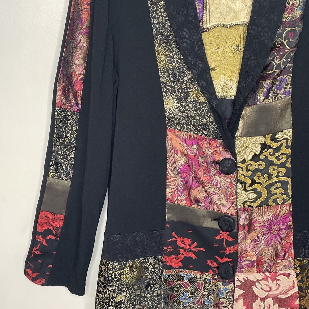 VTG Patchwork Tapestry Boho Jacket M Baroque Broc… - image 4
